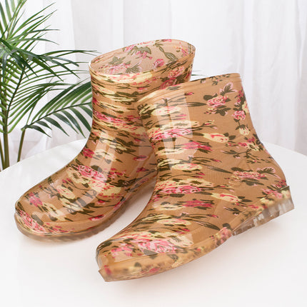Low-cut women's rain boots short water shoes women's rubber shoes kitchen work waterproof non-slip warm water boots short rain boots wholesale