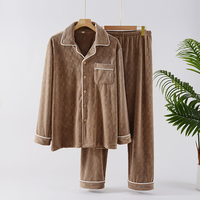 Autumn and Winter Island Velvet Couple Pajamas Women's Warm fleece-lined Men's Winter Coral Velvet Thickened Home Clothes Pajamas