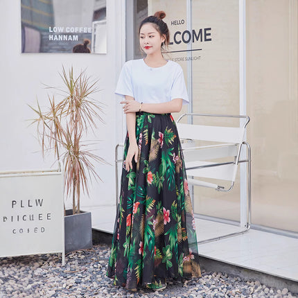 European and American Printed Skirt for Women Amazon 2025 Summer New Casual Seaside Vacation Long Skirt Skirt