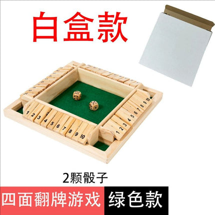 Double-sided Digital Four-sided Flip Card Game Chess Children's Parent-child Table Game Bar Party Drinking Wine Order Wooden Toy