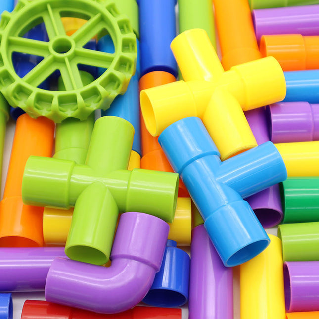 Children's Splicing Water Pipe Building Blocks Assembling Toys Assembling 3-4-6 Years Old 7 Years Old Plastic Assembling Boys' Educational