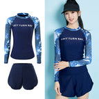 Blue floral sleeve top + blue double-layer boxer briefs / M