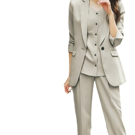 Japanese Style 2026 Small Suit Set, Korean Version, High-End British Style, Casual Spring and Autumn New Suit Vest Three-Piece Set for Women