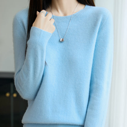 One-Line Ready-To-Wear Round Neck Wool Sweater Seamless Stereo Knitted 100% Wool Zero-Touch Autumn and Winter Seamless Base Sweater