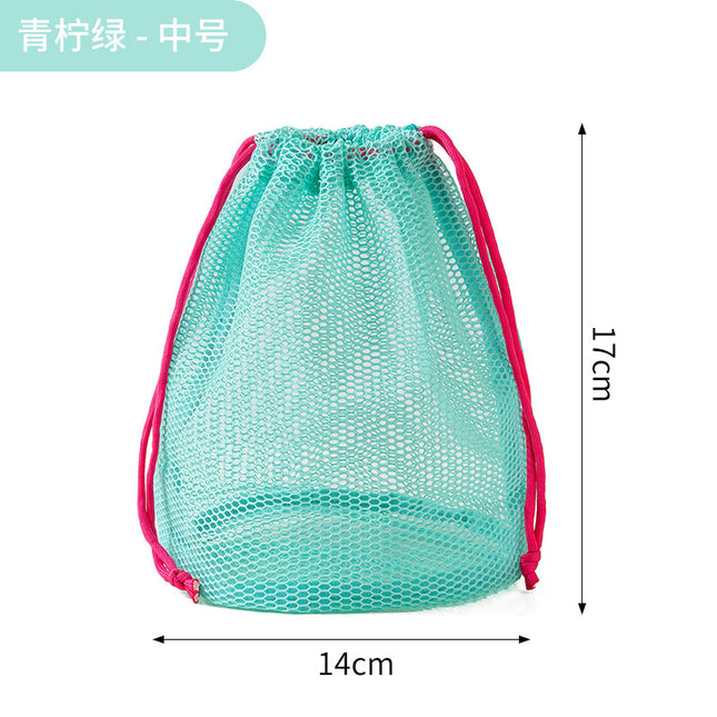 Japanese-Style Drawstring Mesh Makeup Bag Portable Travel Toiletry Bag Water-Draining Drawstring Storage Bag Swimming and Bathing Bag