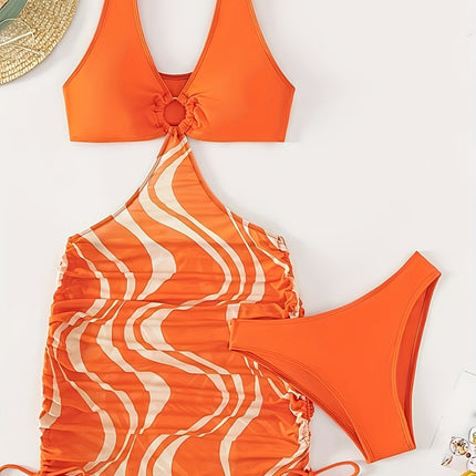 European and American Style Swimwear, Sexy Backless Tie-Up Bikini, Hollow-Out Beach Vacation Ins-Style Two-Piece Bikini