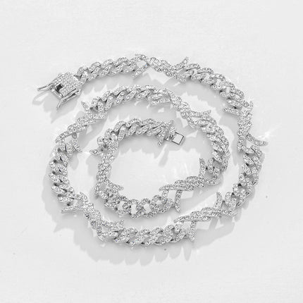 Thorn Spiny Flame Cuban Chain Cross-Border Hip-Hop Trendy Men's Cuban Chain Necklace Dropshipping
