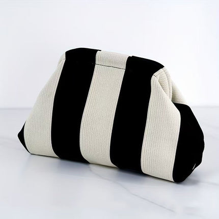 Explosive Cross-border Woven Cloud Bag Girl's Commuter All-match Striped Bag Outdoor Travel Storage Portable Bag Clamp Bag