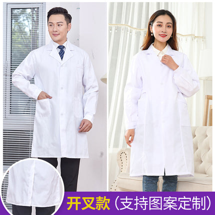 Long-sleeved white lab coat male doctor isolation gown cotton student female food factory nurse white coat wholesale