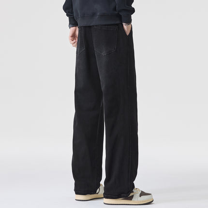 Plus Size Men's Autumn and Winter New Tall Extended Wide-Leg Jeans Men's Loose Versatile Casual Straight Pants