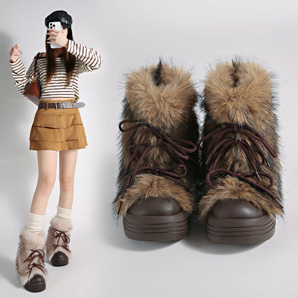 2025 Autumn/Winter New Fashionable Women's Snow Boots with Thick Soles, Stylish, Warm, and Cold-Resistant, Available for Export
