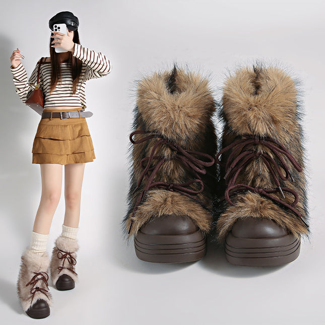 2025 Autumn/Winter New Fashionable Women's Snow Boots with Thick Soles, Stylish, Warm, and Cold-Resistant, Available for Export
