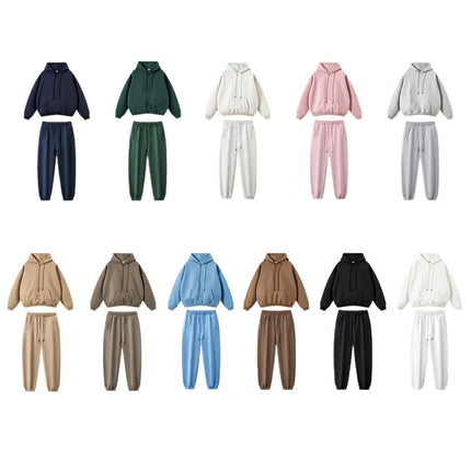 Kite Men's Clothing Factory Autumn and Winter Heavy Velvet Sweatshirt Men's Cross-Border American Street Fashion Loose Sweatshirt Pants Suit Men