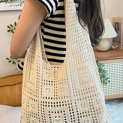 Knitted bag vintage mesh hollow simple woven bag women's bag Shoulder Bag bags wool handbag shopping bag