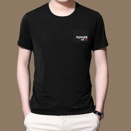 T-Shirt for Men 2022 New Style Plain Ice Silk Quick-Dry Short-Sleeve Elastic Mesh Round Neck Thin Slim Fit Inner Wear