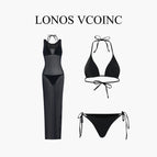 Pure black bikini + mesh skirt / S 40-47.5kg