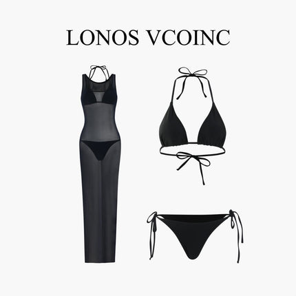 Source Manufacturer Swimsuit Women's Split Solid Color European and American Pure Desire Bikini Sexy Lace-Up Beach Swimsuit Vacation Foreign Trade