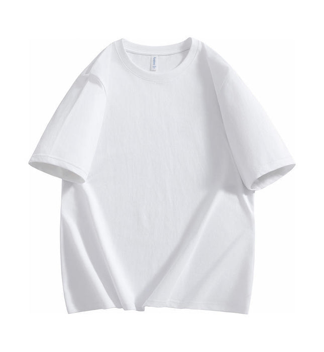 Round Neck Solona Polyester-Cotton Short-Sleeve T-Shirt with Logo Printed, Group Advertising Shirt, Workwear, Factory Wholesale, Cross-Border, Simple Style