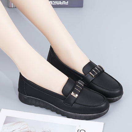Mom's Shoes 2025 Summer Middle-Aged Leather Shoes Flat Shoes Cloth Shoes Women's Middle-Aged and Elderly Sandals