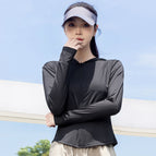 Cy-slim fit sports sun protection clothing) black / M