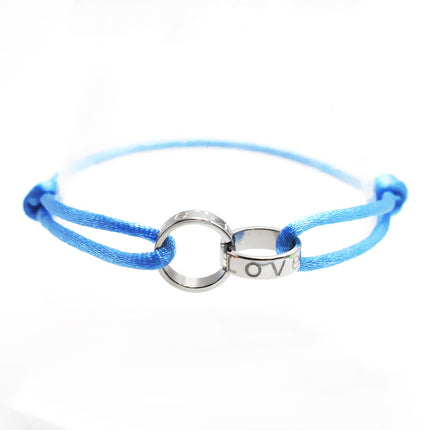 Cross-border supply Foreign Trade hand-woven couple stainless steel bracelet love double ring bracelet adjustable bracelet