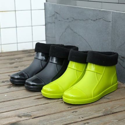 Wholesale Cross-Border Fashion Non-Slip Waterproof Rain Boots Men's Short Rain Boots Plus Velvet Trendy Fishing Kitchen Car Wash Water Shoes Boots