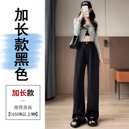 Women's Long Angora Red Wide Leg Pants for Autumn 2024 New Narrow Dress Pants High Waist Casual Pants for Women