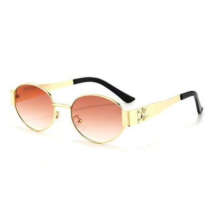 Round Frame Metal Sunglasses Women's High Sense Women's Driving UV Protection Photographing Sunglasses Trendy Retro Fashion Small Frame