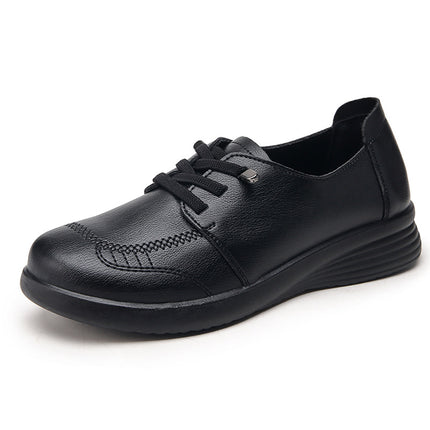 Mom's Shoes, Soft-Soled Single Shoes for Middle-Aged and Elderly People, Comfortable and Not Tiring for the Feet, New Women's Shoes, Middle-Aged Flat-Soled Non-Slip Spring and Autumn Leather Shoes