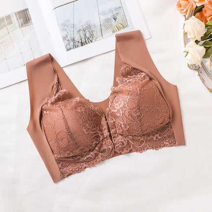 Cross-border Foreign Trade Front Open Buckle Bra plus size Traceless No Steel Ring Gathering Thin Underwear Women's Tube Top Sexy Tube Top
