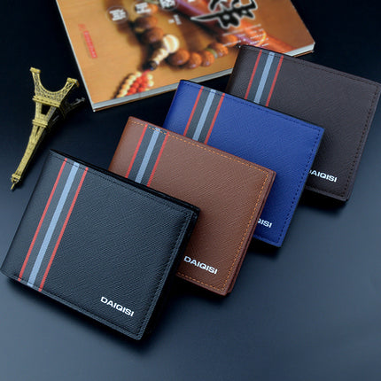 New Wallet Men's Short Fashionable Thin Wallet Multi Card Saffiano Wallet Zipper Horizontal Business Soft Wallet