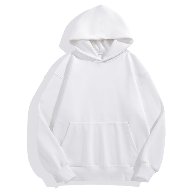 Lamb Wool Drop-Shoulder Loose Sweatshirt with Pockets, Hooded Pullover, Trendy Heavyweight Thickened Autumn and Winter Hoodie, Casual Fashion