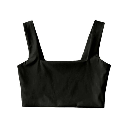 Cross-border Sports Wide Shoulder Camisole Women's Outfit Niche Design Sexy Sweet Hot High Waist Short Top for Summer