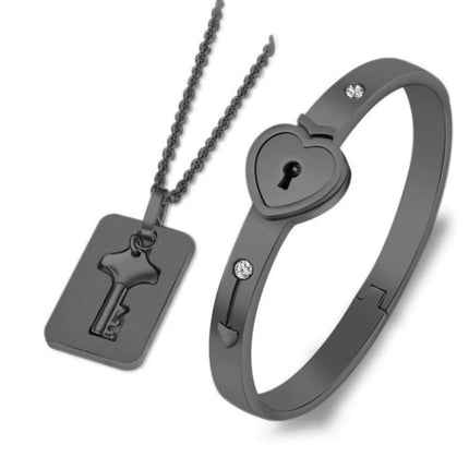 Tanabata Valentine's Day gift titanium steel concentric lock love lock bracelet key unlock couple jewelry factory direct sales