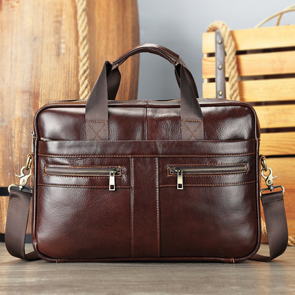 Men's Genuine Leather Briefcase Business Men's Bag Top Layer Cowhide Portable Lawyer Computer Bag Men's Shoulder Crossbody Bag