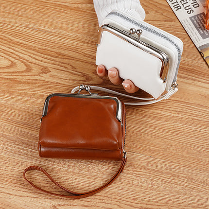 Ready Supply Factory Cross-Border Supply Women's Buckle Coin Purse 4inch Zipper Clip Bag Clutch Bag Retro Bag