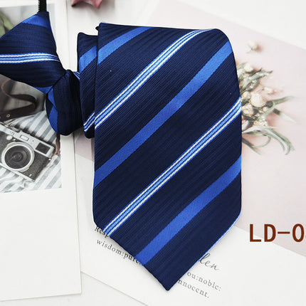 Factory In-Stock Zipper Tie Men's Formal Business 8cm Lazy Tie Red Black Striped Workplace Striped Tie