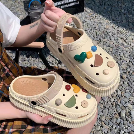 Soft-soled Cave Shoes Women's Middle Pad Removable Outer Wear All-match Non-slip Fashionable Sandals Inner Height-increasing Harajuku-style Sandals