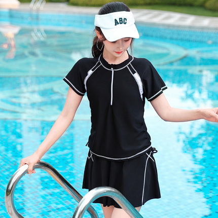 Swimsuit for Women, Conservative, Student, Children's Sports, Swimming, Slimming, Belly-Covering, Plus Size, Quick-Drying, Hot Spring Bathing