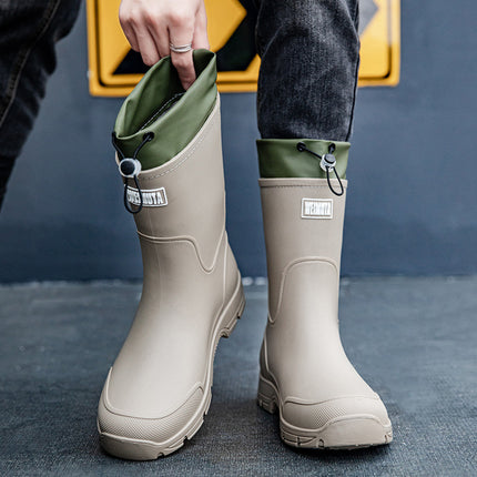 Cross-Border Fashion Couple Rain Boots Men's Outdoor Waterproof Fishing Shoes Men's Thick-Soled Non-Slip Kitchen Rubber Shoes Waterproof Car Wash Shoes