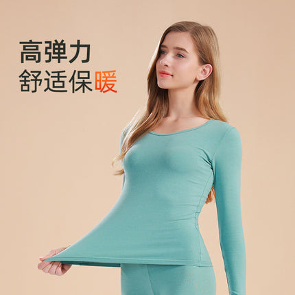 Autumn and Winter Pure Cotton Thermal Underwear Set for Women, Solid Color Base Layer, All-Cotton Sweater, Thin Thermal Underwear for Students and Young Girls