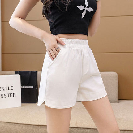 Cotton Shorts Women's Summer New Arrival High Waist All-Match Loose Open Waist Shorts Split A- line Loose Wide Leg Outer Wear Shorts