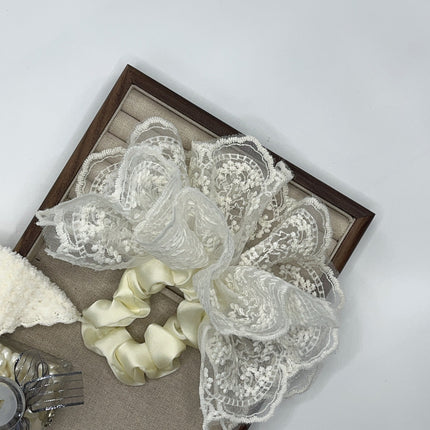 Double Lace Skirt Hair Ring Women's High-end Half-tie Hair Rope Elegant Low Ponytail Simple All-match Headline Hair Accessories