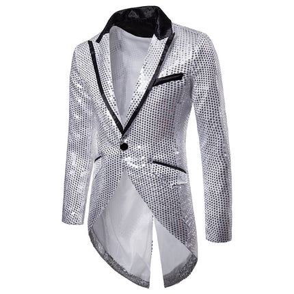 European and American Men's Clothing Autumn and Winter Sequin Decorative Design Evening Dress Tuxedo Men's Lapel Suit Xz31