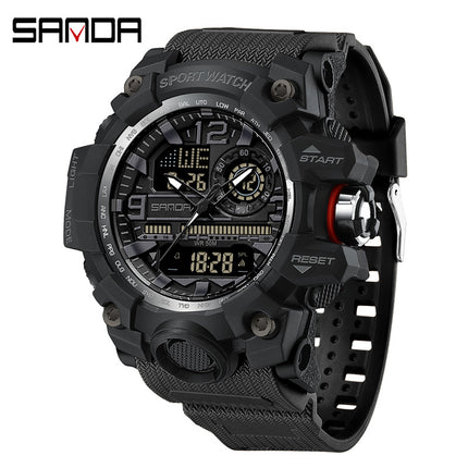 Sanda Hot-Selling Watch Korean Version Student Party Multi-Functional Waterproof Alarm Clock Electronic Watch Cool Dual Display Luminous Sports Watch