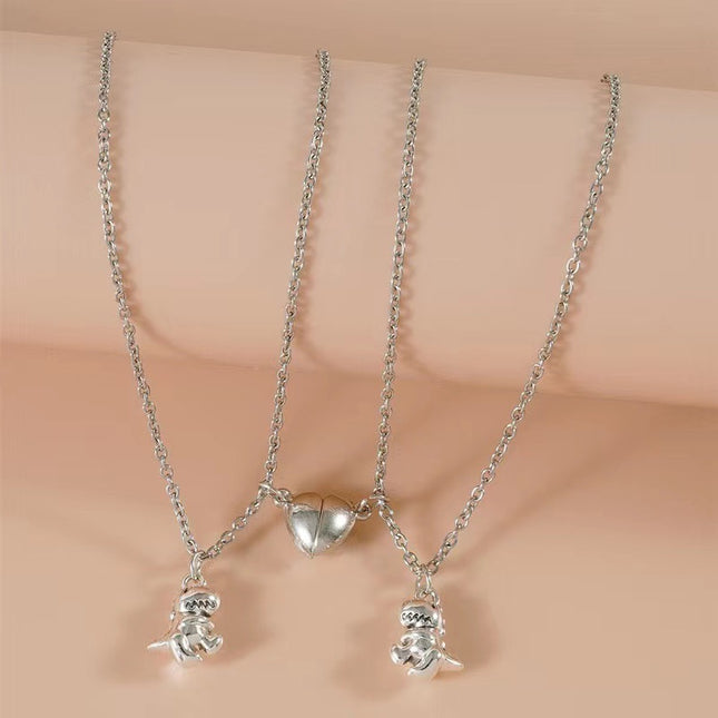 Cross-border special necklace Europe and the United States new three-dimensional cute dinosaur love magnetic buckle attractive lovers friendship necklace suit