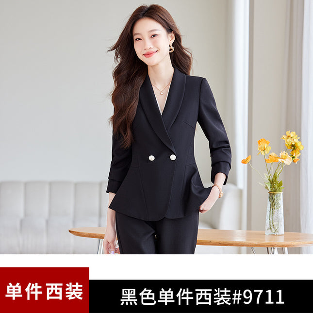 apricot Suit suit Women's 2024 New Spring and Autumn Business Wear Temperament Goddess Fan Jewelry Shop Beauty Salon Work Clothes