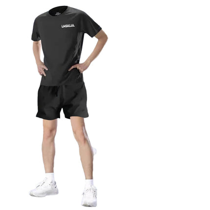 Badminton Clothing Men's Ice Silk Summer Quick-Drying Clothing Set Fitness Sports Short-Sleeved T-Shirt Table Tennis Training Equipment