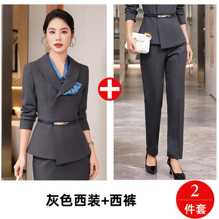 High-end Professional Suit suit Women's New Spring and Autumn Hotel Front Desk Reception Tooling Guide Shopping Case Field Customer Service Work Clothes