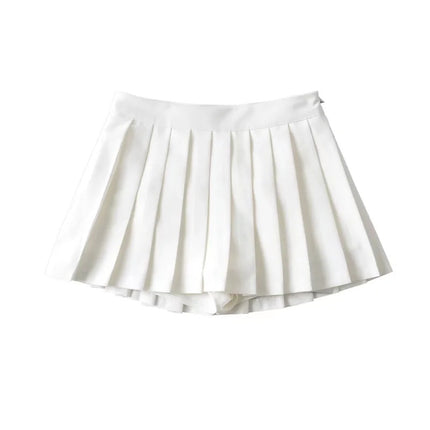 2024 Summer College Style Age-Reducing Anti-Exposure A-Line Short Skirt for Women, Mid-Waist Pleated Skirt with Short Front and Long Back